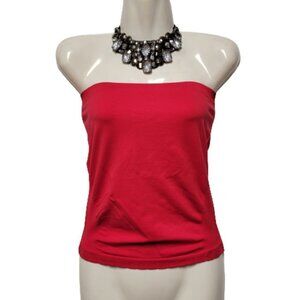 STRAPLESS Red Long Tube Tank Top Stretchy Tube Top Camisole- New With Tags